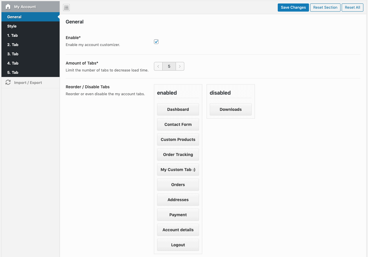 WooCommerce: Reorder My Account Tabs