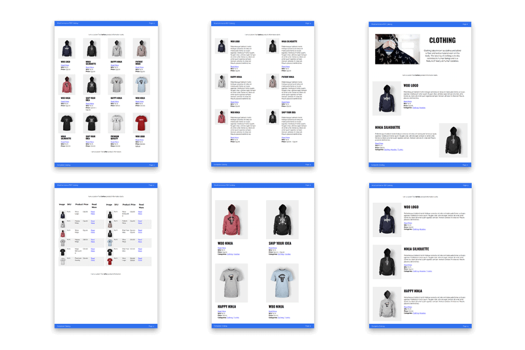 Multiple WooCommerce PDF Catalog templates