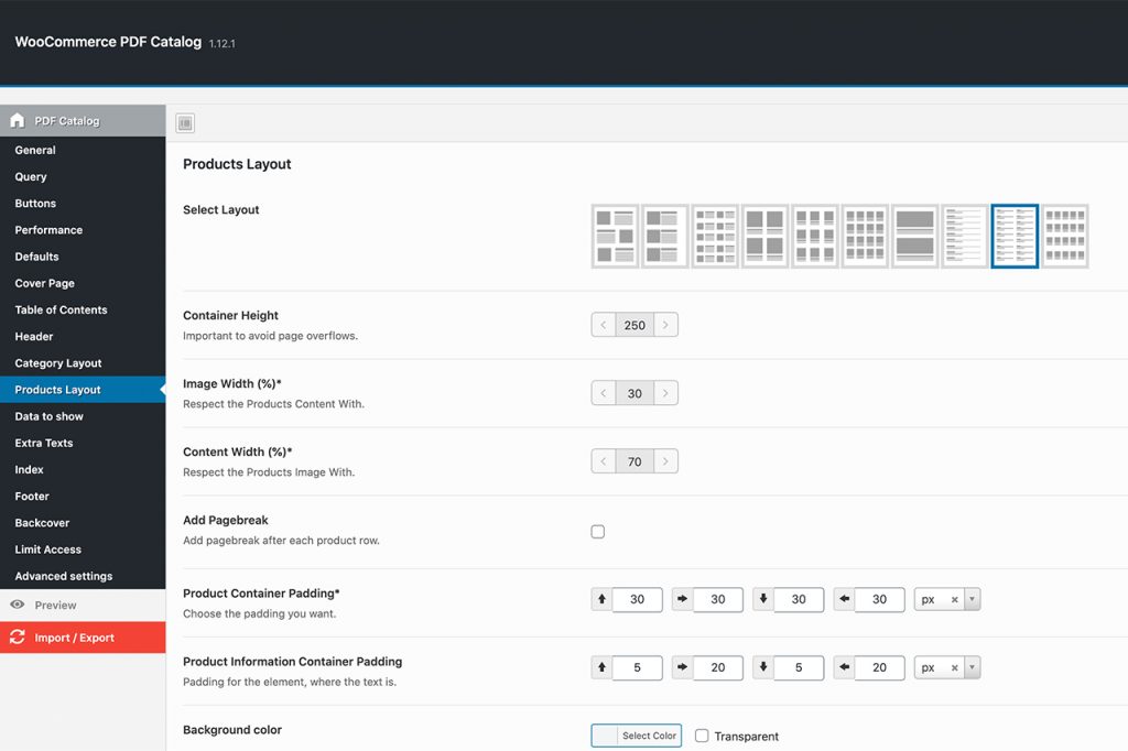 PDF Catalog Admin Settings