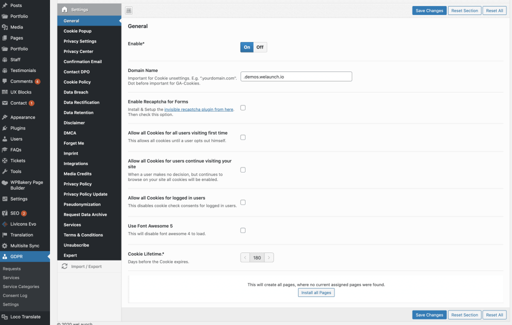 Setup WordPress GDPR - weLaunch